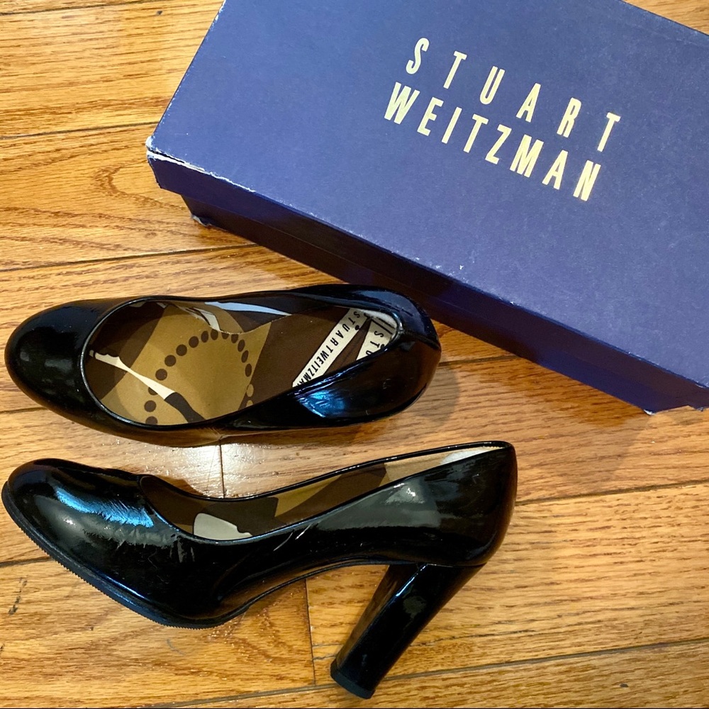 👠 Stuart Weitzman Black Patent Leather Heels